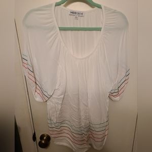 White blouse with colored lines